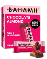 Bahamii Chocolate Almond Date and Energy Bars, Healthy Snacks and Breakfast Bars for Kids and Adults, No Sugar Added, Gluten Free, High Fiber, Vegan