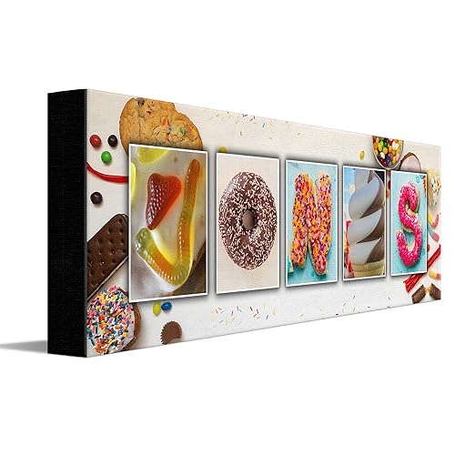 Sweets & Candy Name Art - Personalized Dessert Gift! (6.5"x18" Block Mount)