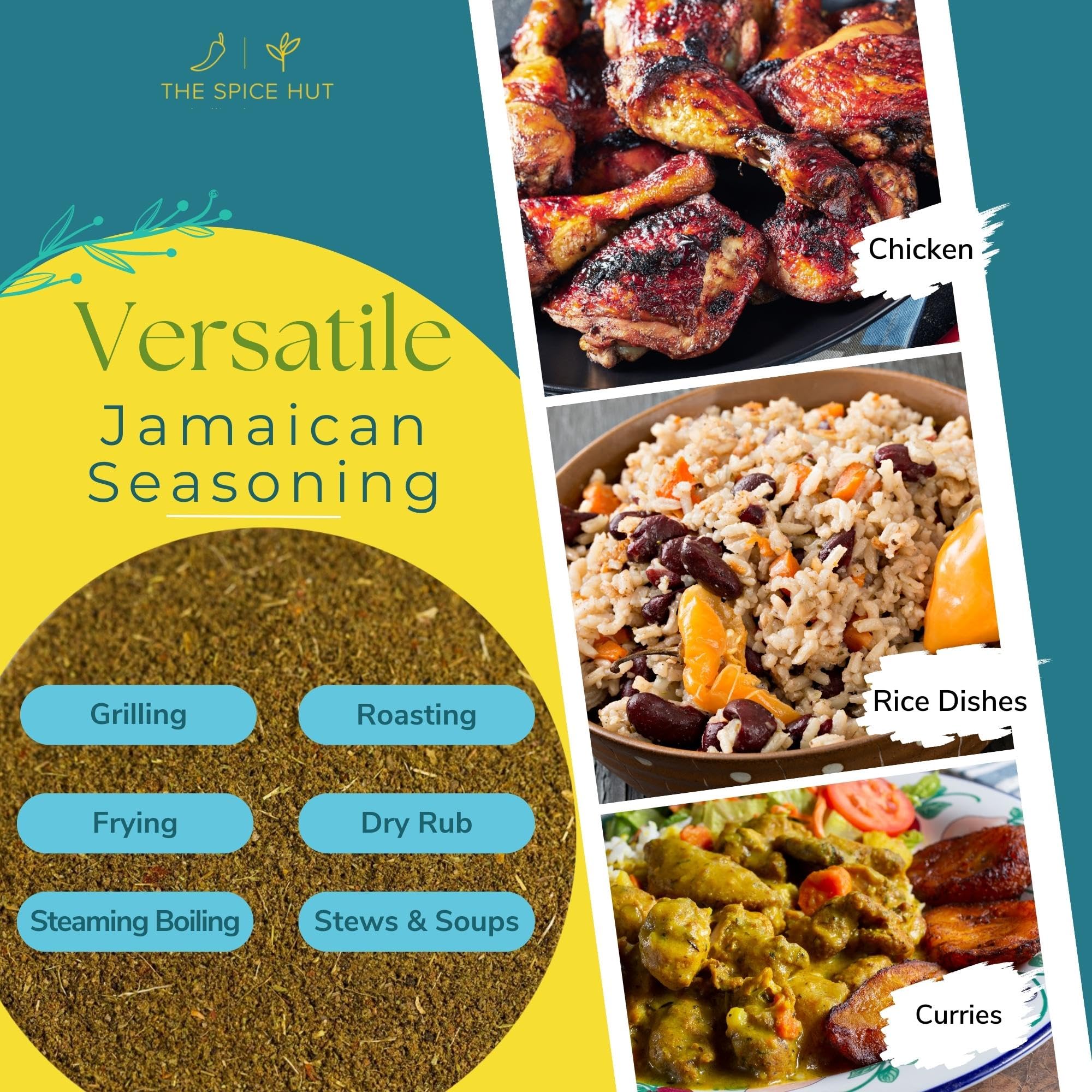 Organic Jamaican Jerk Seasoning Dry Rub for Cooking, with Salt / Jamaican Seasoning All Purpose Carribbean Spice Blend for Griling Jerk Chicken