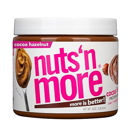 Nuts ‘N More Cocoa Hazelnut Butter Spread - High Protein, Low Carb, Low Sugar, Gluten Free, Non-GMO, All-Natural Keto Nut Butter Snack (15oz Jar)