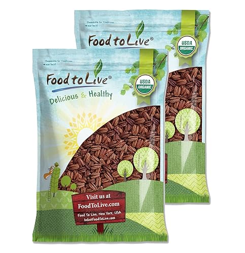 Food to Live Organic Dry Roasted Pecan Halves with Himalayan Salt, 12 Pounds Non-GMO, Oven Roasted Lightly Salted Nuts, No Oil Added, Vegan Snack