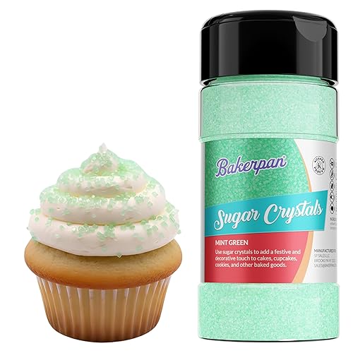 Bakerpan Sugar Sprinkles for Baking - 7 Ounce Mint Green Decorating Sugar Crystals for Cookies, Cake Pops, Ice Cream (Made in USA)