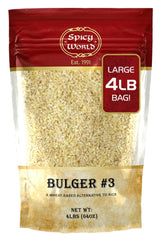 Spicy World Bulgur Coarse #3, 4 LB Bag | Excellent USA Grown Bulgur Wheat for Tabouleh | 100% Natural & Pure | Great for Vegan Recipes