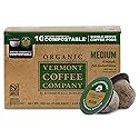 Vermont Coffee Company, Organic Medium Roast, Single-Serve Organic Compostable Coffee Pods for Keurig, 10CT, Compatible with Most Kcups Brewing