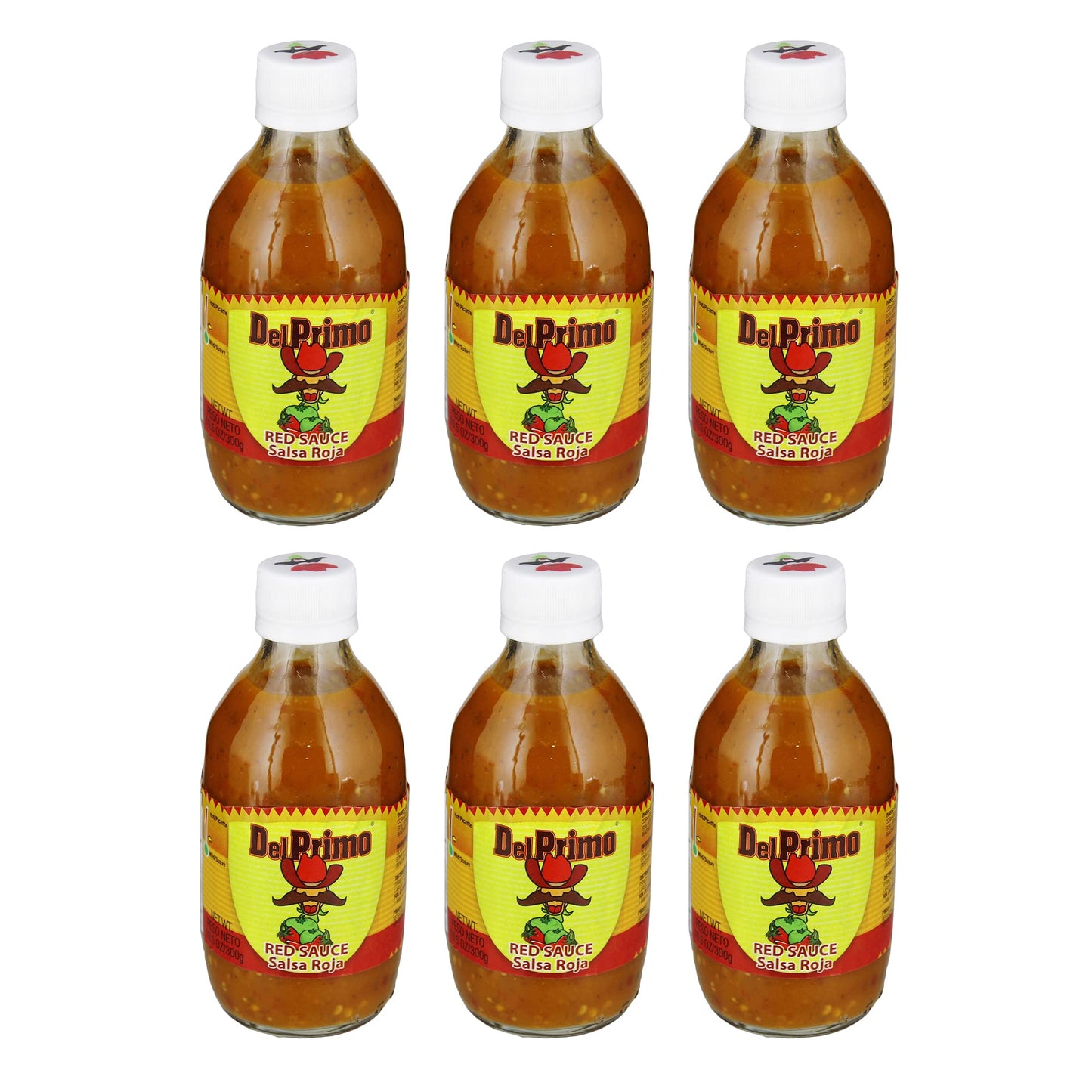 Del Primo Salsa Sauce 10.5oz Bottle (Pack of 6) Choose Flavor Below (Salsa Roja - Red Sauce)