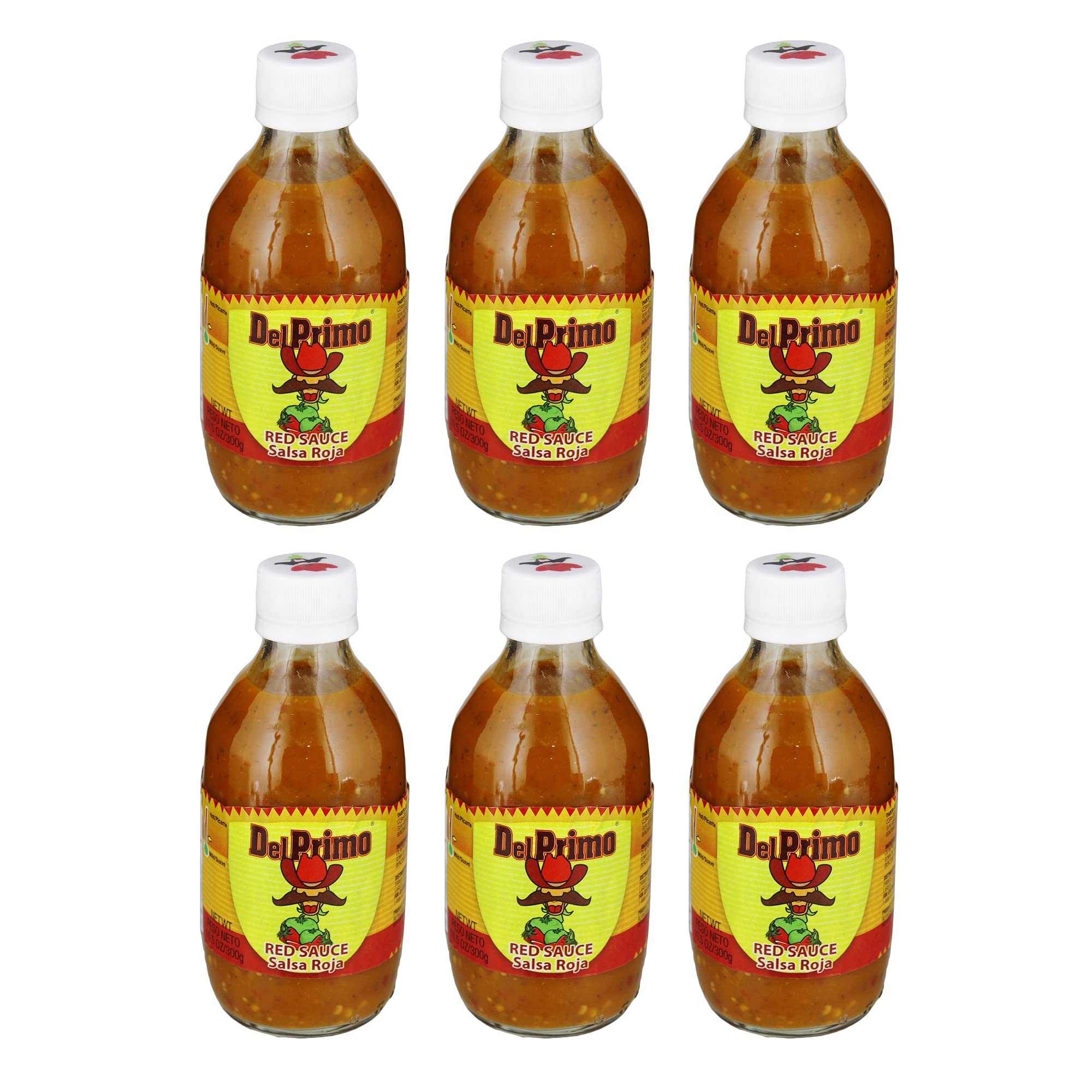 Del Primo Salsa Sauce 10.5oz Bottle (Pack of 6) Choose Flavor Below (Salsa Roja - Red Sauce)