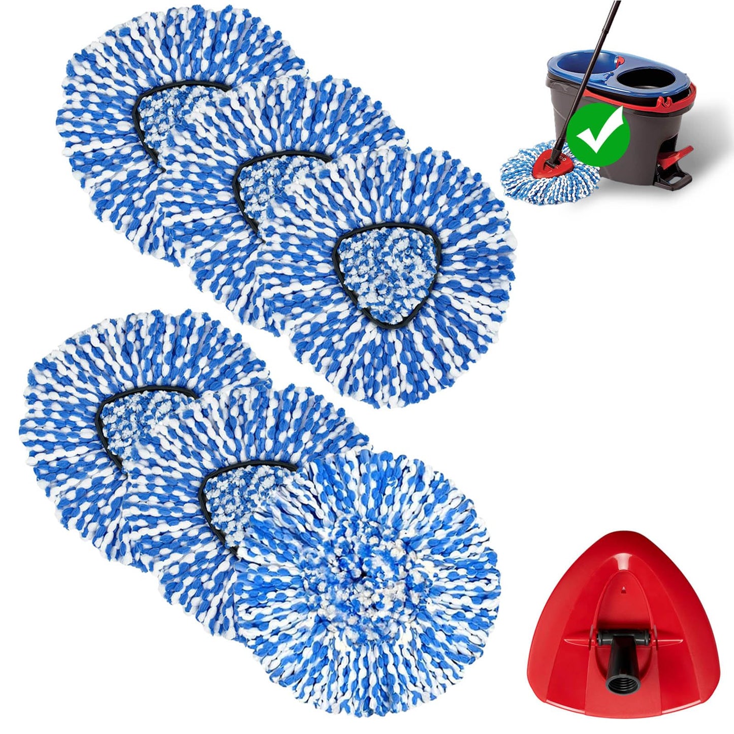 7-Pack Mop Replace Heads Compatible for O Ceda, Spin Mop Refill Head Replacement for RinseClean 2-Tank System - Fluffy Microfiber, Machine Washable