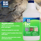 Blue Bear EBC Exterior Building Cleaner - Natural Fruit Acid Concentrate for Brick, Stone, Concrete & Metal-Removes Efflorescence, Lime Residue, Moss