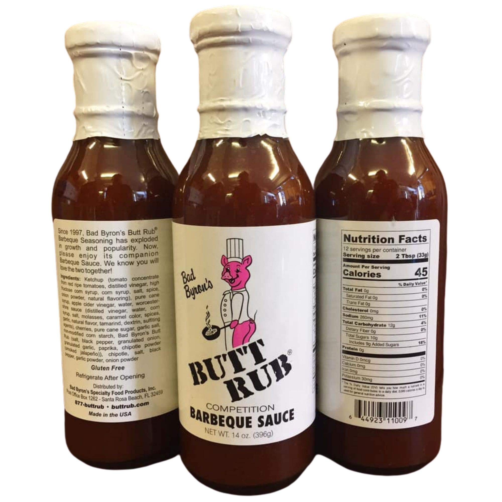 Bad Byron's Butt Rub Competition Barbeque Sauce, 14 oz | Tomato-Based BBQ Sauce | Sweet Heat & Tangy Flavor | Perfect for Grilling & Smoking