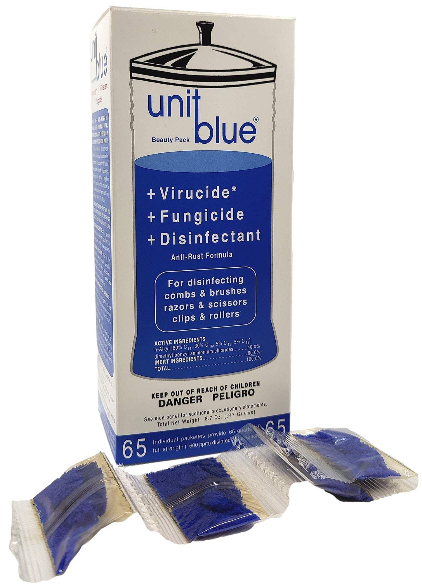 Unit Blue Germicidal Barber Disinfectant Liquid Cleaner Concentrate for Barbers - Anti-Rust Formula to Sterilize Scissors, Clips, Razors, Brush