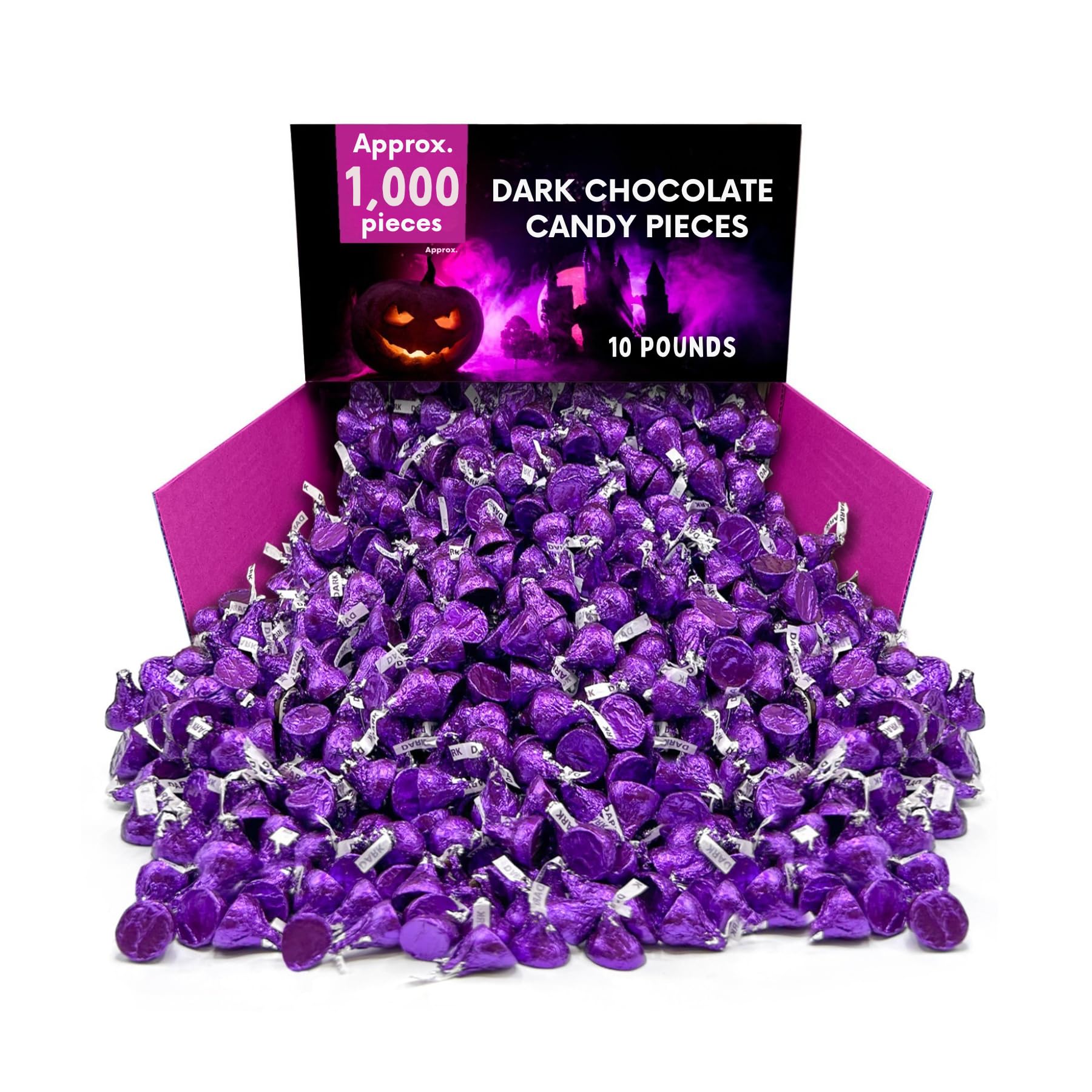 Foil Wrapped Dark Chocolate Candy Pieces Bulk Bag - 10 lb (Approx. 1000 pieces)