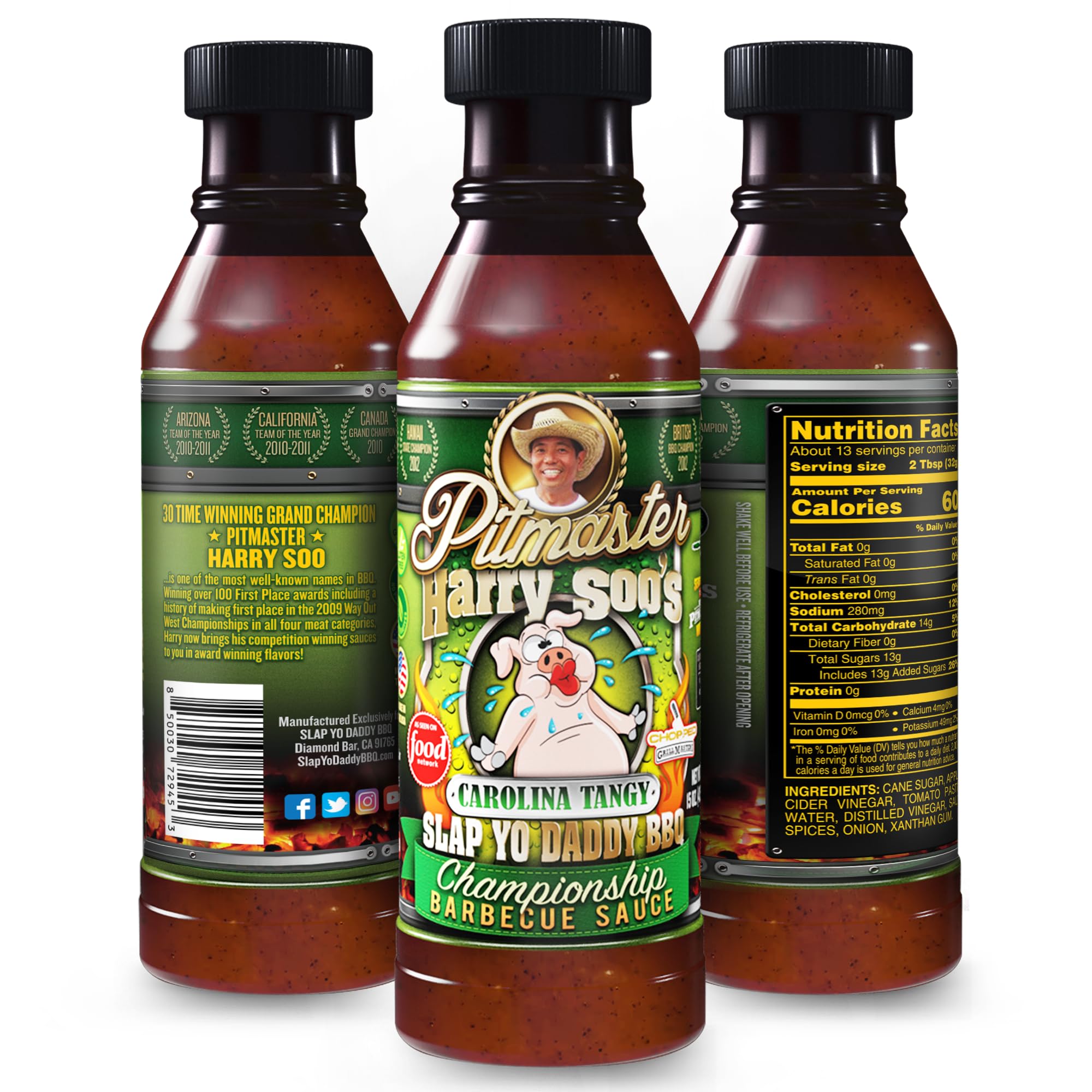 Slap Yo Daddy BBQ Sauce, Carolina Tangy - Caroline BBQ Sauce from Pitmaster Harry Soo - Tangy & Sweet Vinegar-Based Flavor for Grilling and Dipping