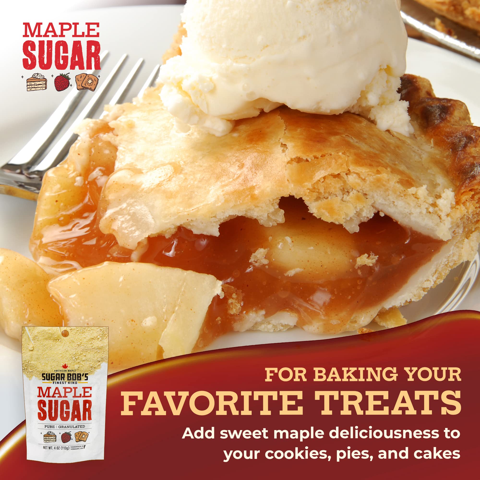 Sugar Bob’s Finest Kind, Vermont Maple Sugar, Made from All-Natural Vermont Maple Syrup, 4 oz.
