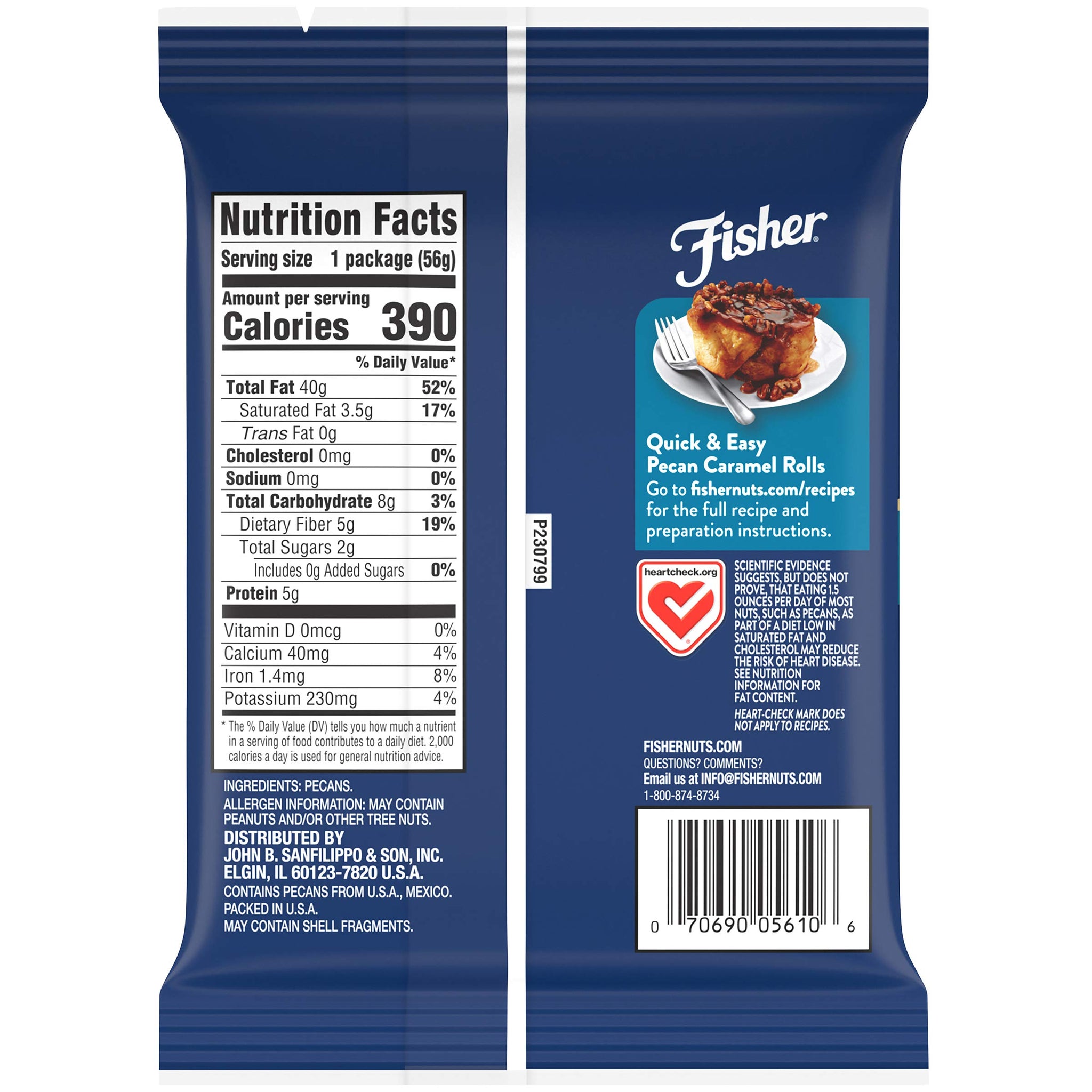 FISHER Chef's Naturals Chopped Pecans, 2 oz, Naturally Gluten Free, No Preservatives, Non-GMO