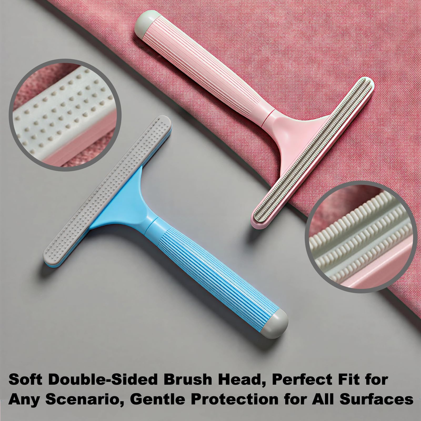 Kvzqyre 4-Pack Pet Hair Remover for Couch & Car, Double-Sided Silicone Lint Scraper Set, Color-Coded Reusable Fur Remover Tool for Furniture, Carpet