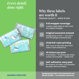 Amanda Creation Underwater Cute Sea Life Baby Sprinkle Baby Shower Mini Chocolate Candy Bar Sticker Wrappers, 45 1.4" x 2.6" Wrap Around Labels, Great