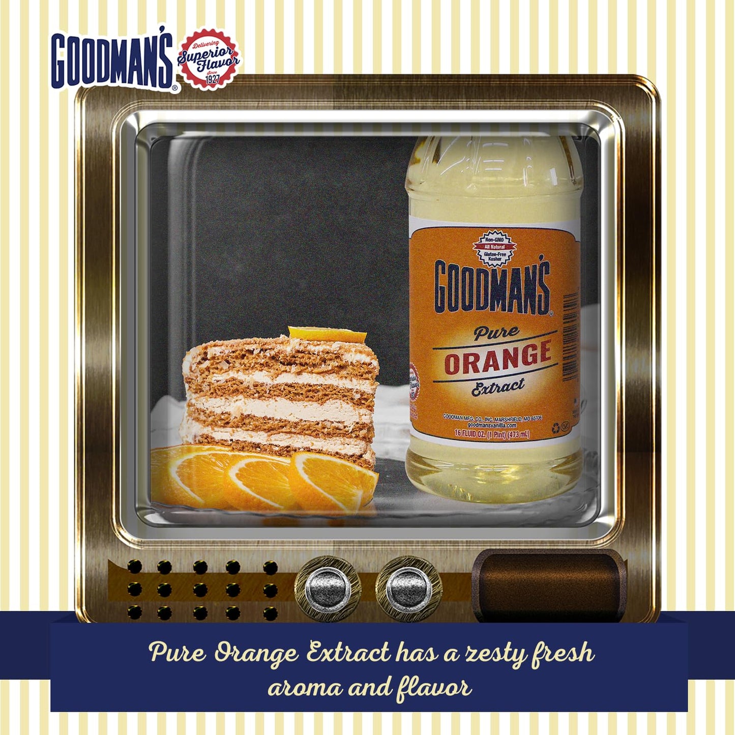 Goodman's Pure Orange Extract - Gluten-Free, Non-GMO, Kosher, Natural, Low Carb & Low Calorie, No Artificial Color, No Animal Products, No Sugar