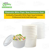 [200 Pack] 12 oz Disposable White Paper Soup Containers with Plastic Lids - Paper Ice Cream Cups - Dessert Bowls , Frozen Yogurt Cups - Food Storage