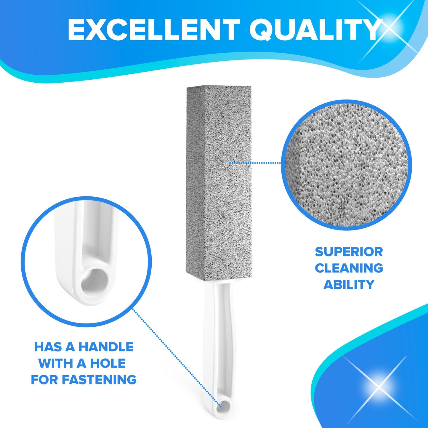 DISIWENE Pumice Cleaning Stone with Handle Toilet Bowl Cleaner Hard Water Ring Remover for Bath/Pool/Kitchen/Household Cleaning (4, 4 Pack