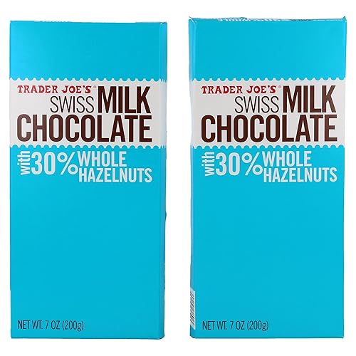 Trader Joe's Swiss Milk Chocolate Bar with 30% Whole Hazelnuts - 2 PACK