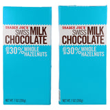 Trader Joe's Swiss Milk Chocolate Bar with 30% Whole Hazelnuts - 2 PACK
