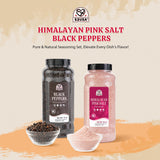 52USA Whole Black Peppercorns 18 oz + Himalayan Pink Salt (Fine Grain) 39 oz, Salt and Pepper Grinder, Black Peppercorn Refil, Kosher, Pink Himalayan