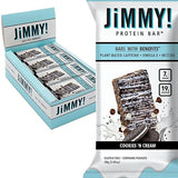JiMMYBAR! - Cookies N Cream Protein Bars 19g Protein Bar - 7g Low Sugar - 12 Count - 58g Health Bars - Functional Snack with Real Food Ingredients