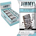 JiMMYBAR! - Cookies N Cream Protein Bars 19g Protein Bar - 7g Low Sugar - 12 Count - 58g Health Bars - Functional Snack with Real Food Ingredients
