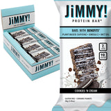 JiMMYBAR! - Cookies N Cream Protein Bars 19g Protein Bar - 7g Low Sugar - 12 Count - 58g Health Bars - Functional Snack with Real Food Ingredients