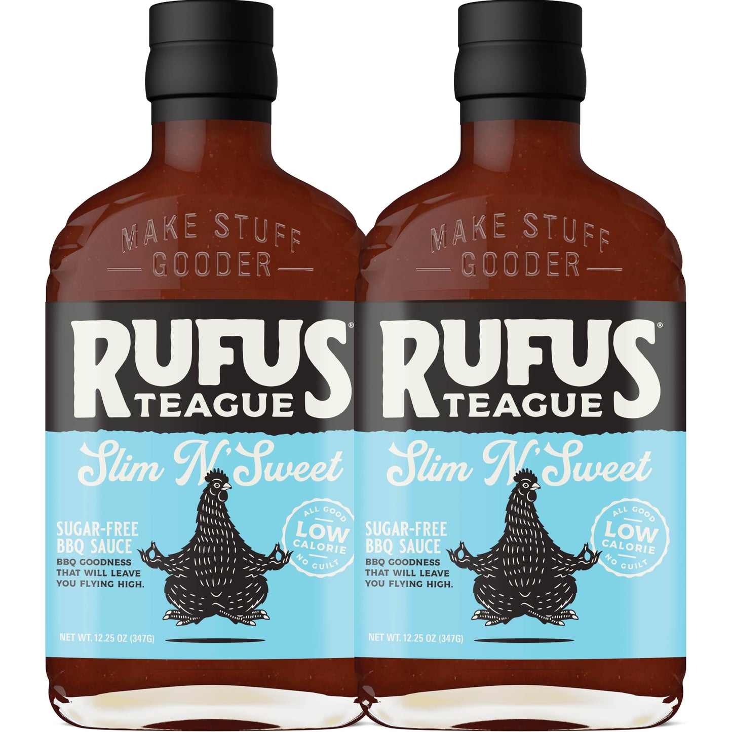 Rufus Teague Sugar-Free BBQ Sauce Slim N' Sweet, Non-GMO, 12.25 oz, 2-Pack