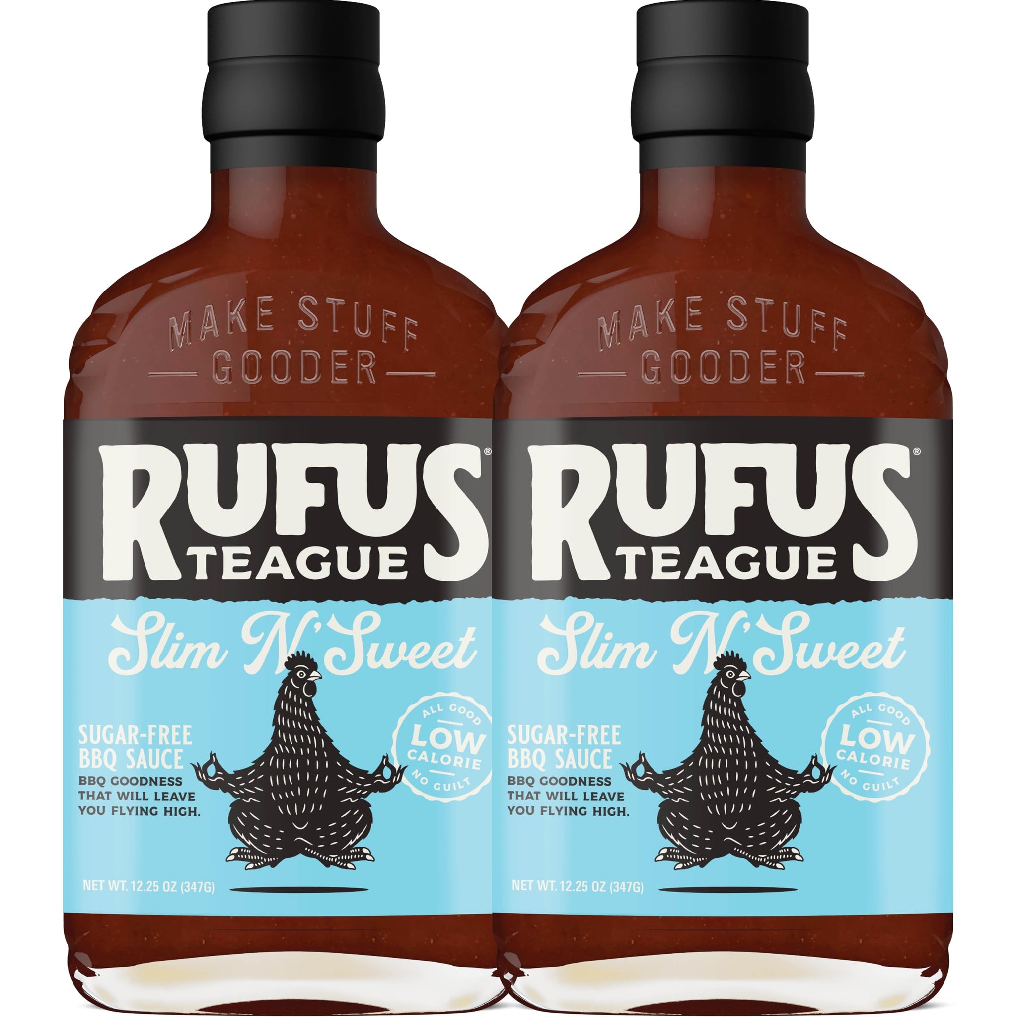 Rufus Teague Sugar-Free BBQ Sauce Slim N' Sweet, Non-GMO, 12.25 oz, 2-Pack