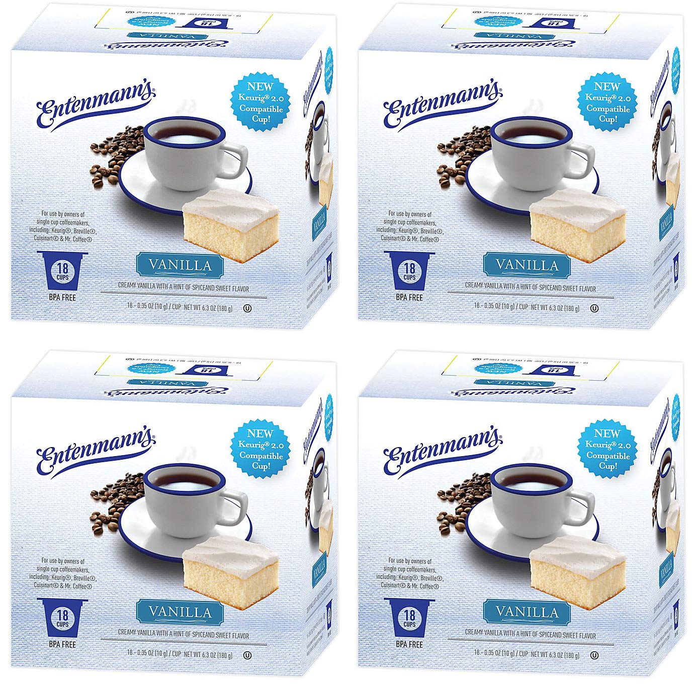 Entenmann's Single Serve Coffee, 4/18 count boxes (72 total) (Vanilla)