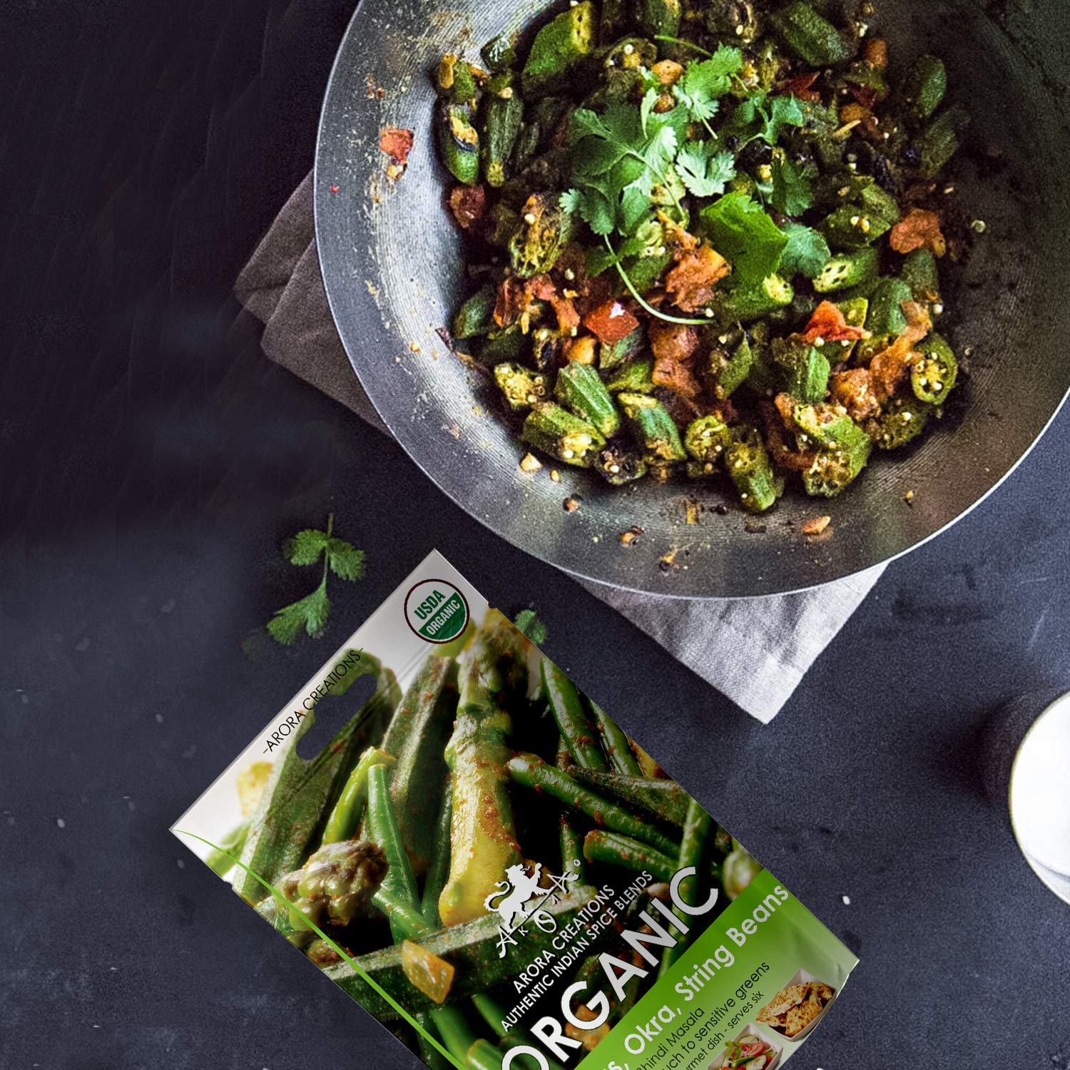 Vegan Organic Bhindi Masala Green Veggie Indian Spice Blend - Arora Creations 0.5oz (6-Pack) | Gluten Free, Non-GMO, Low Sodium | Easy to Cook Indian