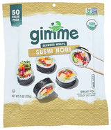 Gimme Seaweed Sushi Nori Premium Organic Roasted Seaweed 50 Sheets in Resealable Container, Keto, Vegan, Gluten-Free, Restaurant-style Sushi Nori