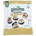 Gimme Seaweed Sushi Nori Premium Organic Roasted Seaweed 50 Sheets in Resealable Container, Keto, Vegan, Gluten-Free, Restaurant-style Sushi Nori