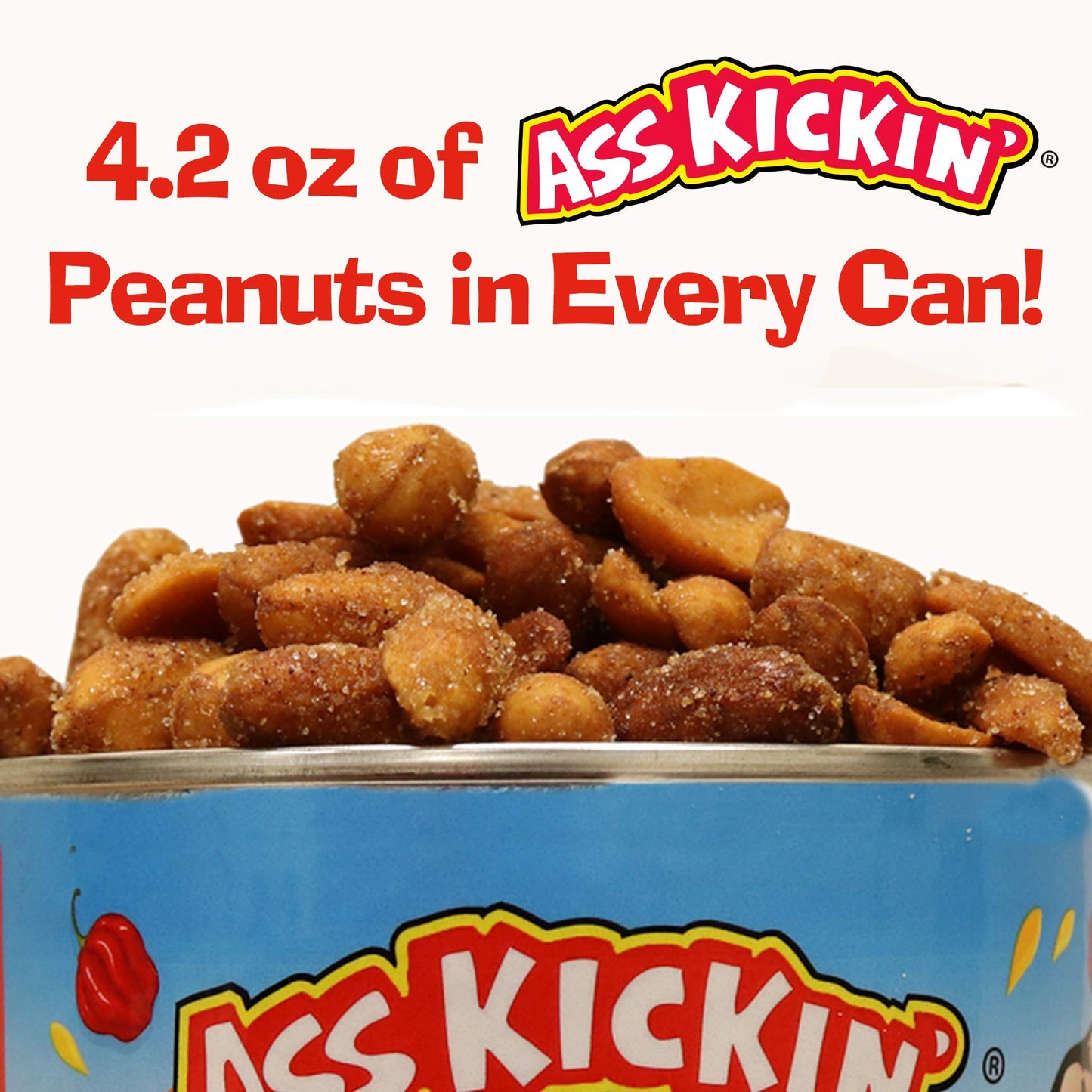 ASS KICKIN' Roasted Spicy Hot Peanuts - 4.25 oz - Ultimate Spicy Gourmet Gift Peanuts - Try if you dare! (Habanero Honey)