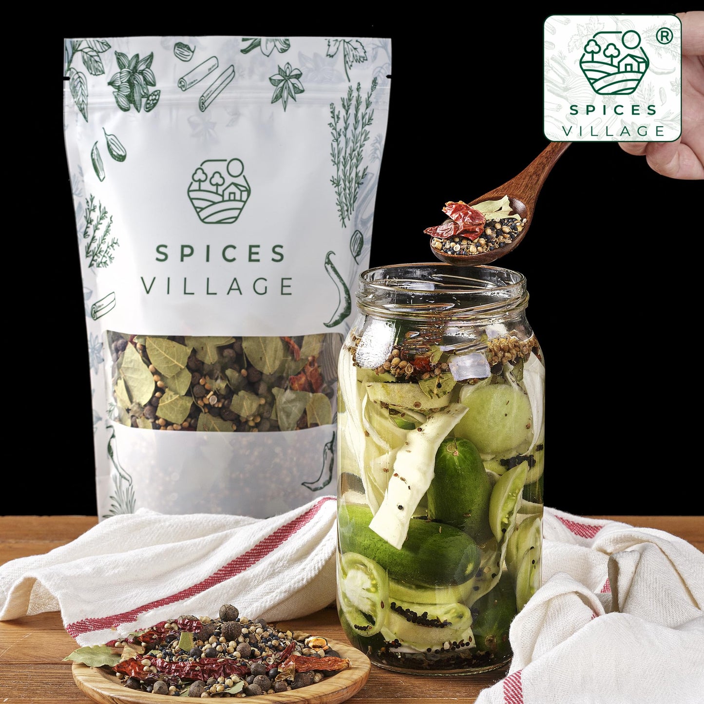 SPICES VILLAGE Pickling Spices for Corned Beef, Pickling Spices Mix for Pickles and Canning, 6.5oz, Pickling Seasoning Blend Kit - Kosher, Gluten