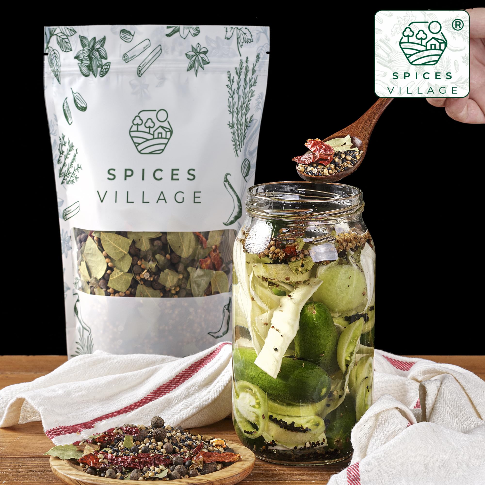 SPICES VILLAGE Pickling Spices for Corned Beef, Pickling Spices Mix for Pickles and Canning, 6.5oz, Pickling Seasoning Blend Kit - Kosher, Gluten