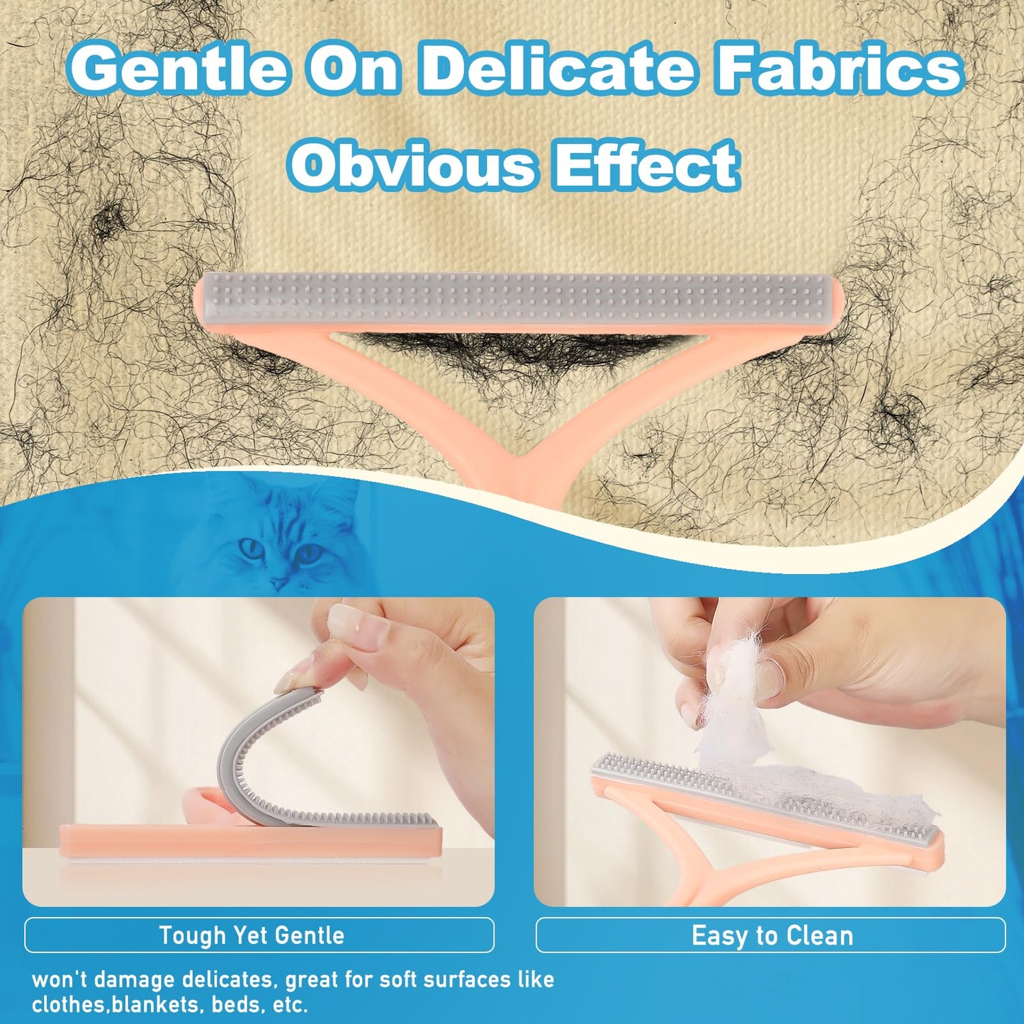 Pet Hair Removal Tool: 6 Pcs Dog Cat Hair Remover - Reusable Pet Hair Remover with Laundry Pet Hair Catcher - Portable Carpet Rake Scraper Fur Removal
