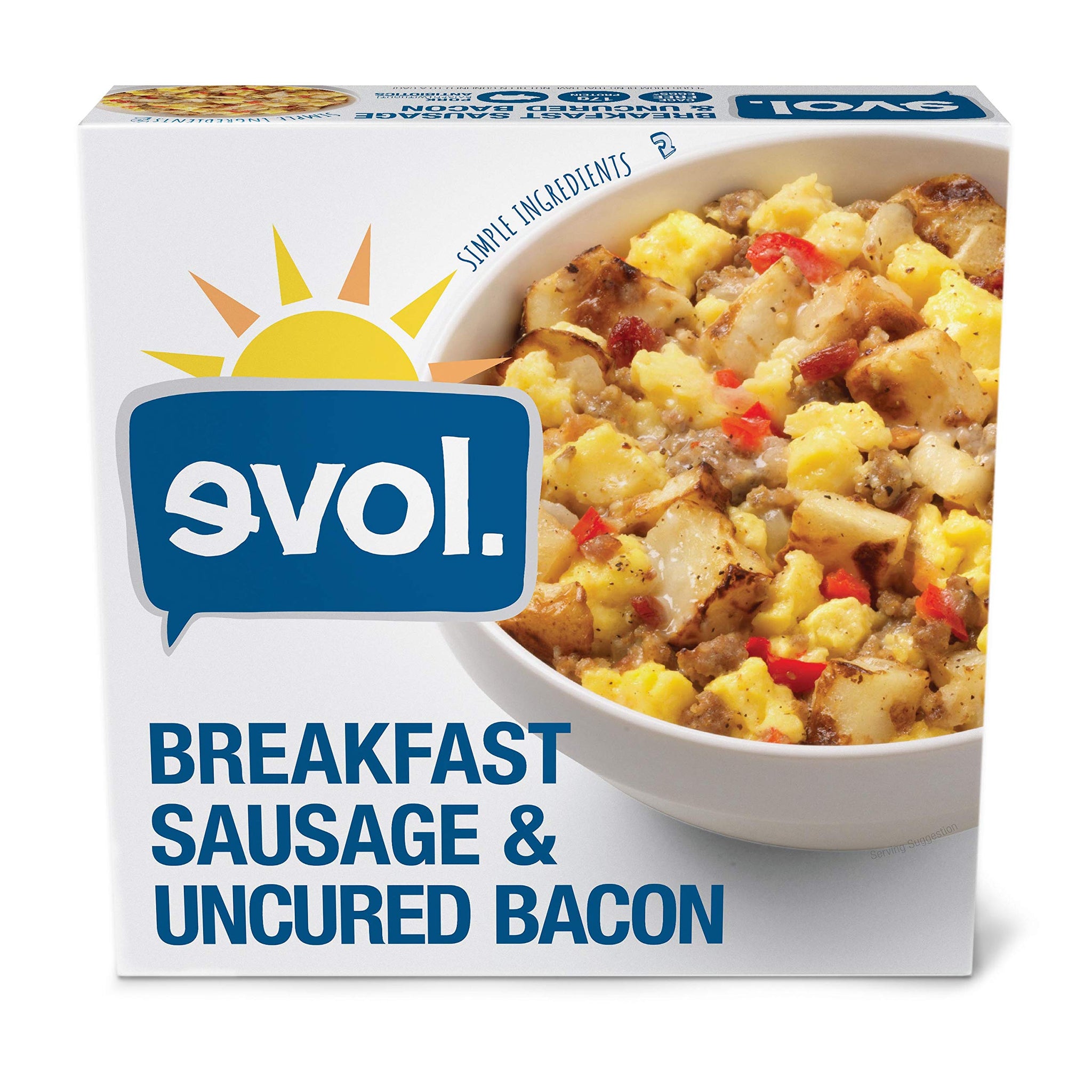 Evol Breakfast Sausage & Uncured Bacon, Single Serve Frozen Meal, Low Carb Lifestyle, 7.5 oz
