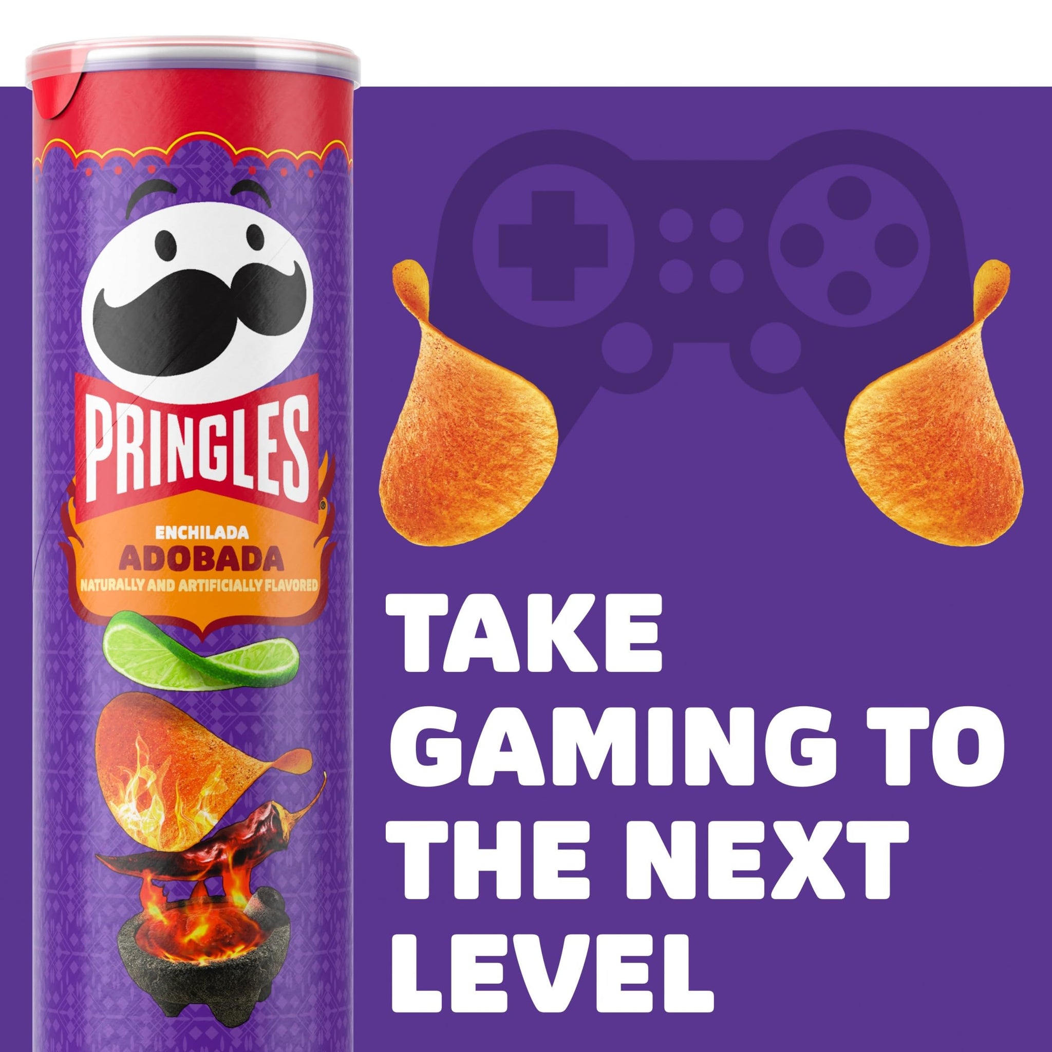 Pringles Potato Crisps, Lunch Snacks, On-the-Go Snack, Enchilada Adobada, 5.5oz Can (1 Can)