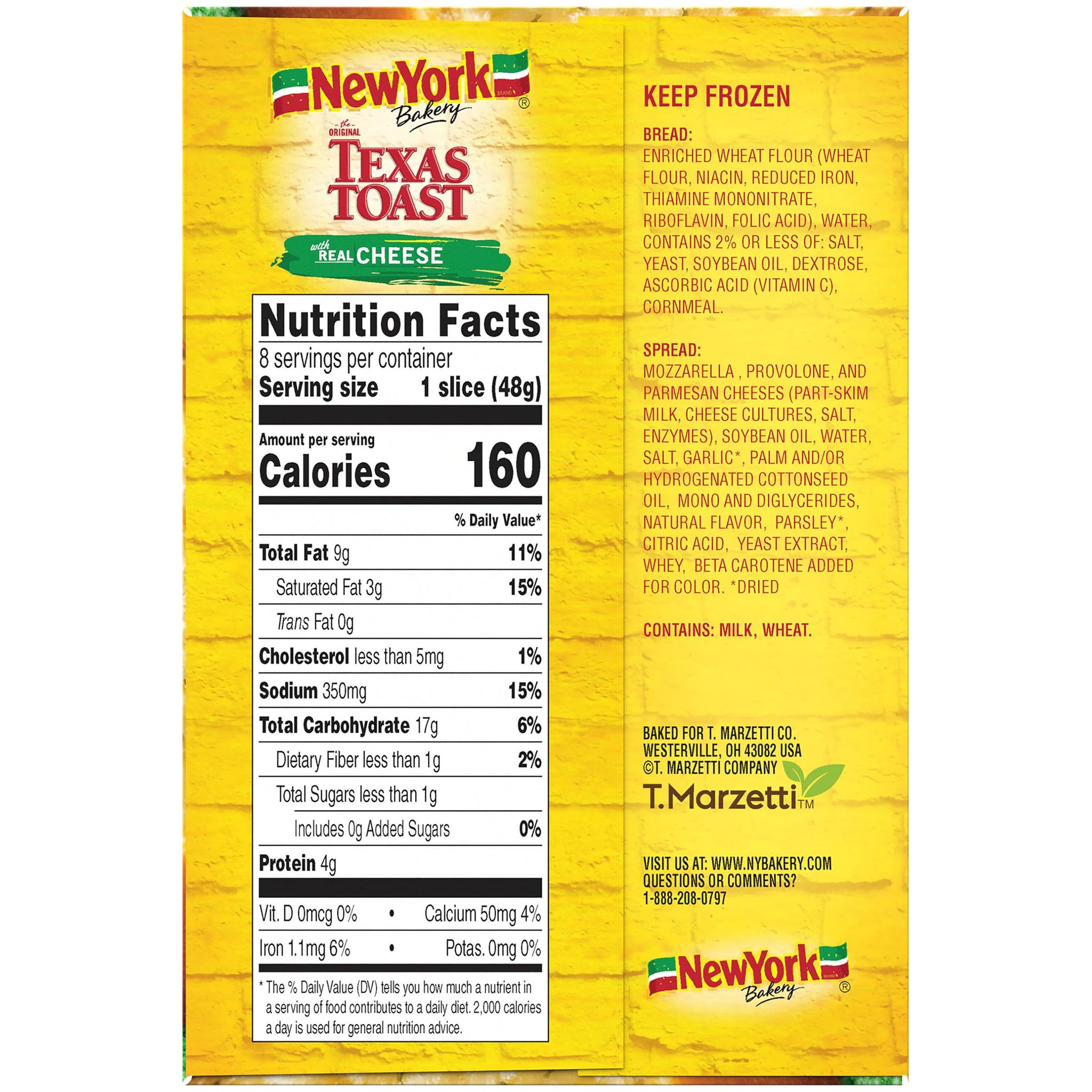 New York Texas Toast, Garlic Toast with Cheese, 13.5 oz (Frozen)