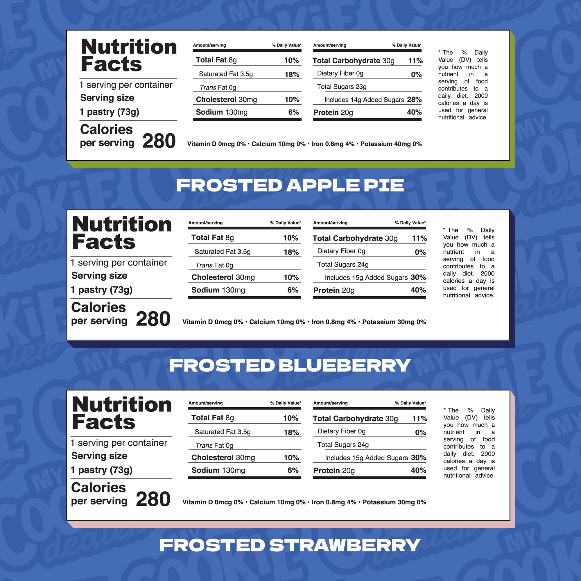 My Cookie Dealer Protein Toaster Pastry Snacks, Variety 5 Pack - 20g High Protein Snacks for Adults - Healthy Post Workout & On-The-Go Travel Treats