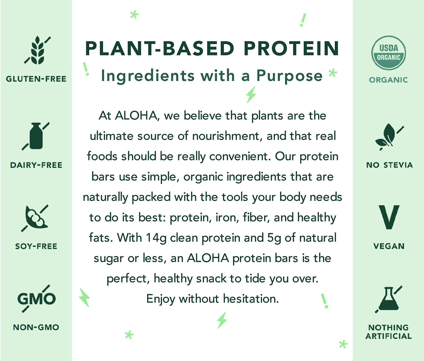 ALOHA Organic Plant Based Protein Bars 4-Pack - Chocolate Fudge Brownie - 1.98oz Bars - Vegan, Low Sugar, Gluten-Free, Paleo, Low Carb, Non-GMO