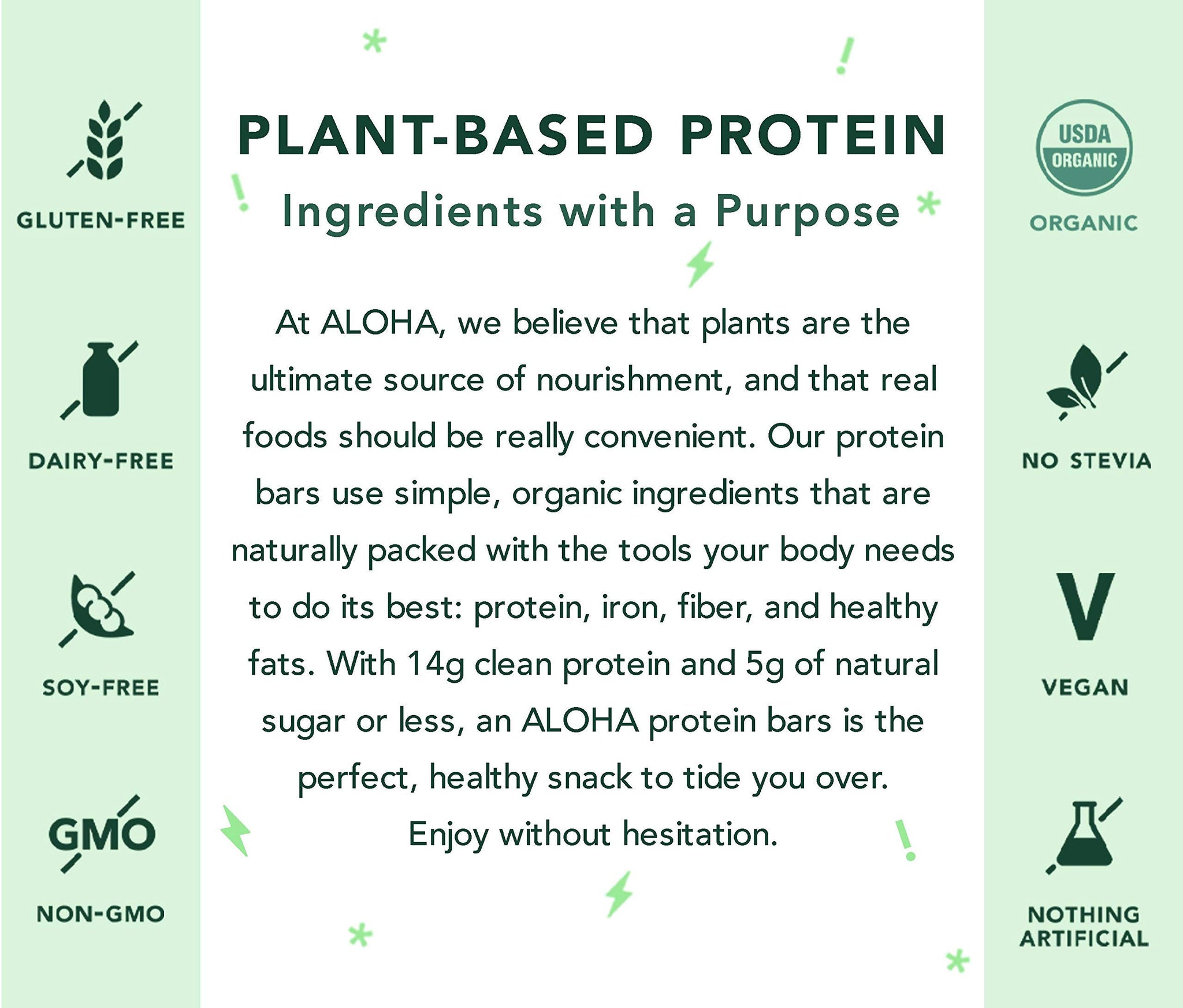 ALOHA Organic Plant Based Protein Bars 4-Pack - Chocolate Fudge Brownie - 1.98oz Bars - Vegan, Low Sugar, Gluten-Free, Paleo, Low Carb, Non-GMO