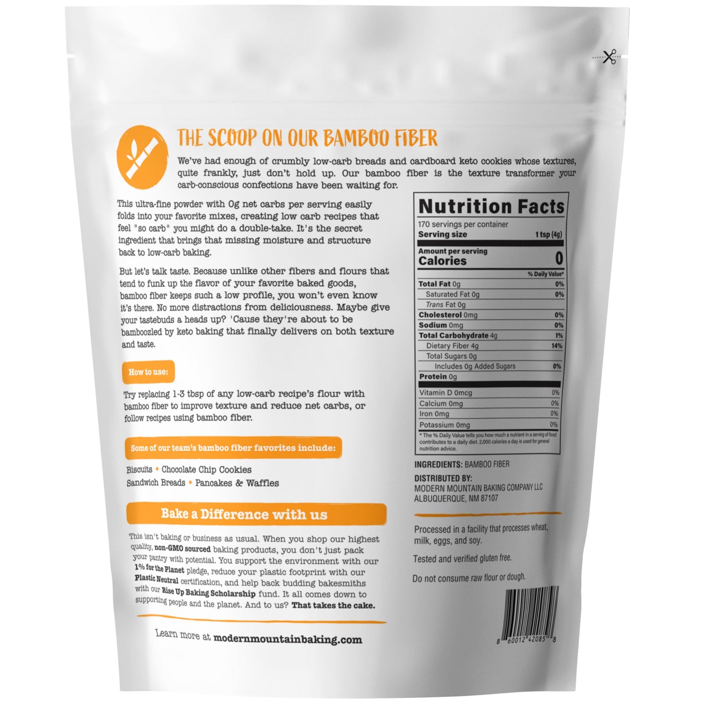 Bamboo Fiber (1.5 lb) 0g Net Carbs, Keto Fiber for Keto and Low Carb Baking, Improves Texture of Keto Baking, Keto-Friendly, Verified Gluten Free