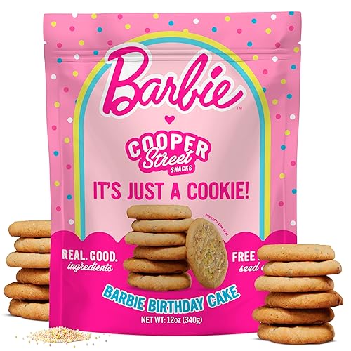 Cooper Street Snacks Barbie™ Birthday Cake Cookies - Made with Real Butter & Avocado Oil, Nut, Soy & Seed Oil Free, Thin & Crispy Party or Everyday