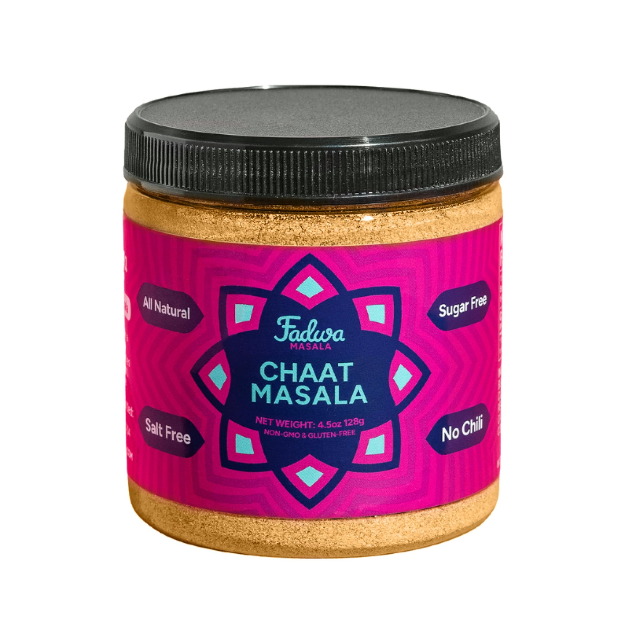 Fadwa Masala Chaat Masala Spice Mix - 4.5 oz Jar, Salt & Sugar Free, Non-Spicy Authentic Desi Spices for Pakistani & Indian Cooking, Curry, Garam