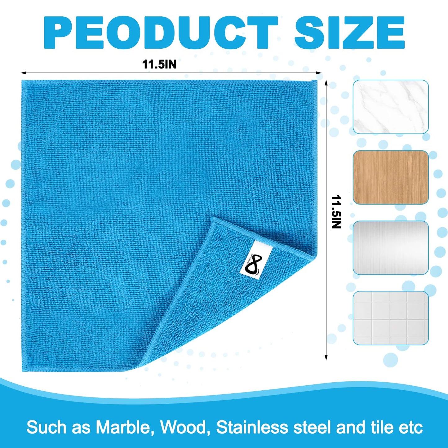 INFICRIME Microfiber Cleaning Cloths, 15 Pack Cleaning Rags, Wet and Dry Use Cleaning Towels, Highly Absorbent and Soft Feel, Lint Free, Streak Free