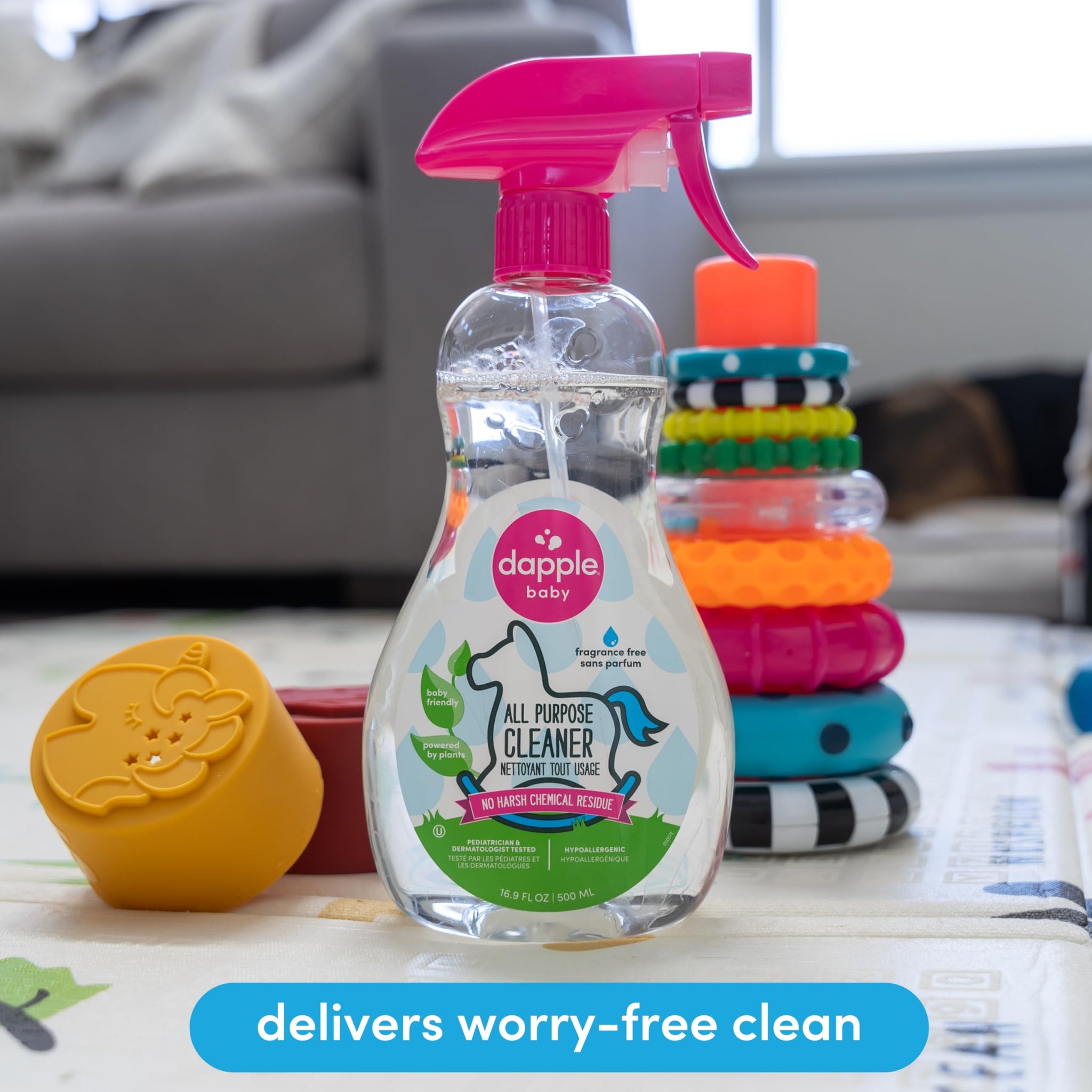 Dapple Baby All Purpose Cleaning Spray and All Purpose Wipes - (2 Pack) 16.9 fl oz Bottle - 30 Cleaning Wipes Total - Fragrance-Free, Hypoallergenic
